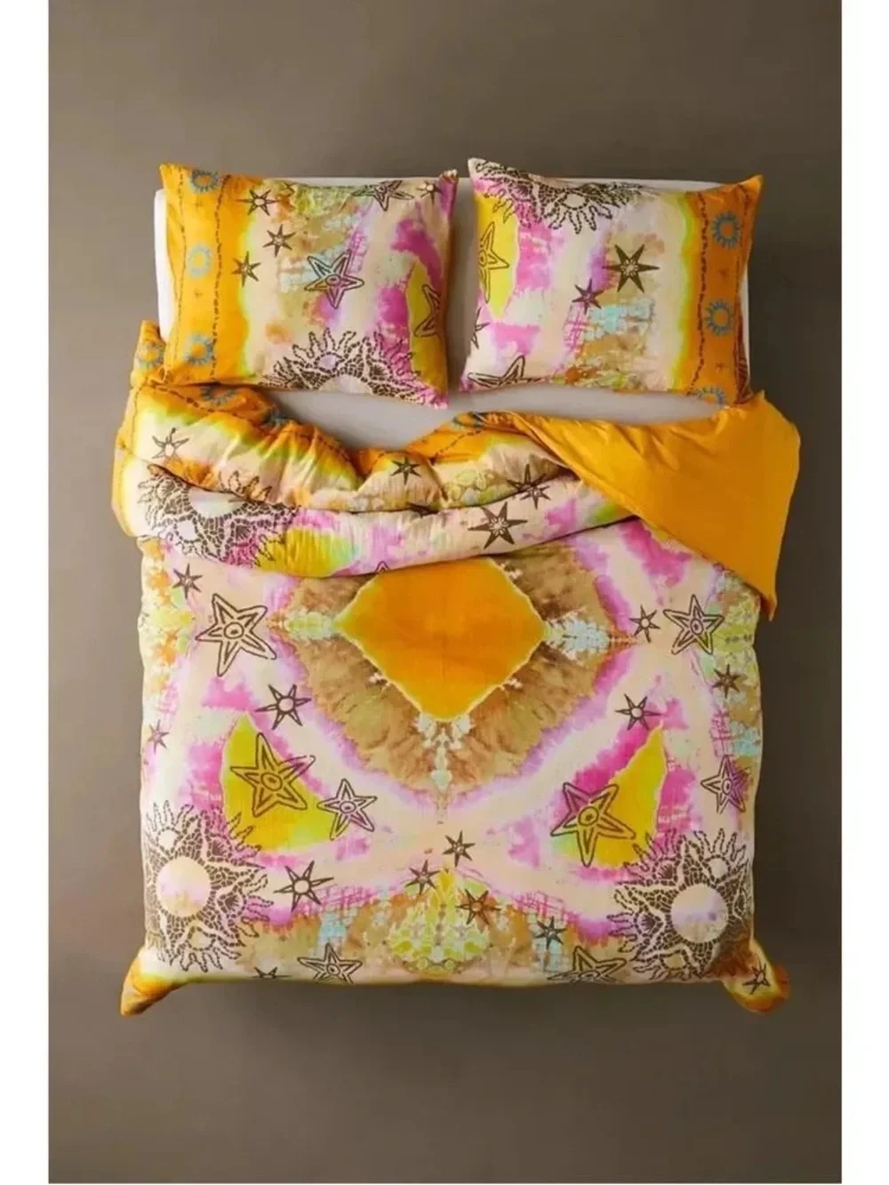 Boho Star & Sunburst Orange Cotton Duvet Cover Set
